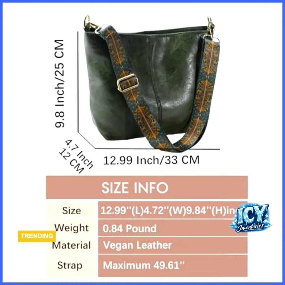 Vegan Leather Hobo Crossbody Bag with Adjustable Guitar Strap
